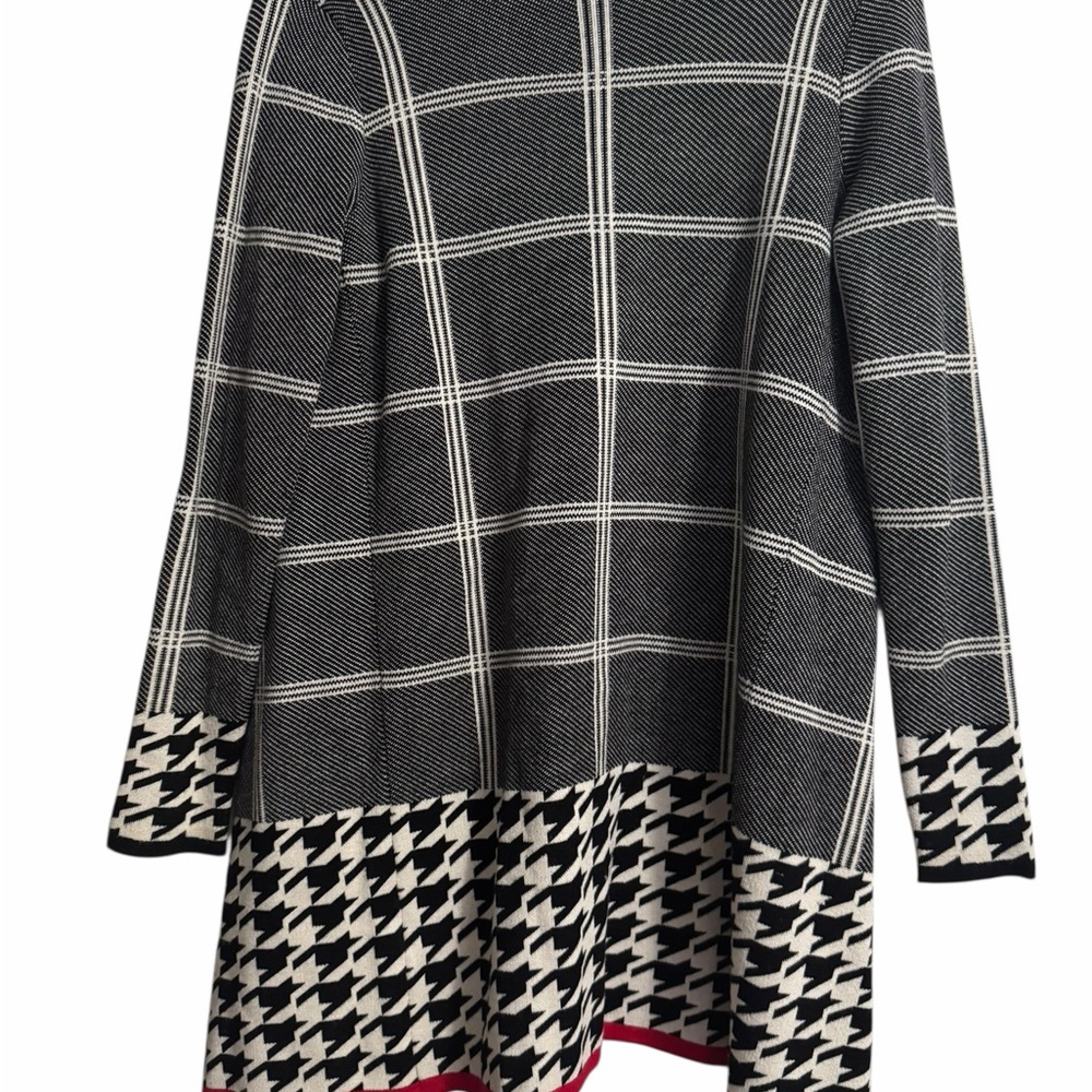 Venus Black & Gray Plaid Open-Front Jacket with Houndstooth Detail – Size S - Picture 4 of 6